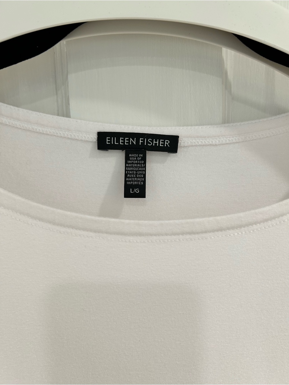 Eileen Fisher white split flare sleeve ballet neck knit top L - Picture 4 of 5